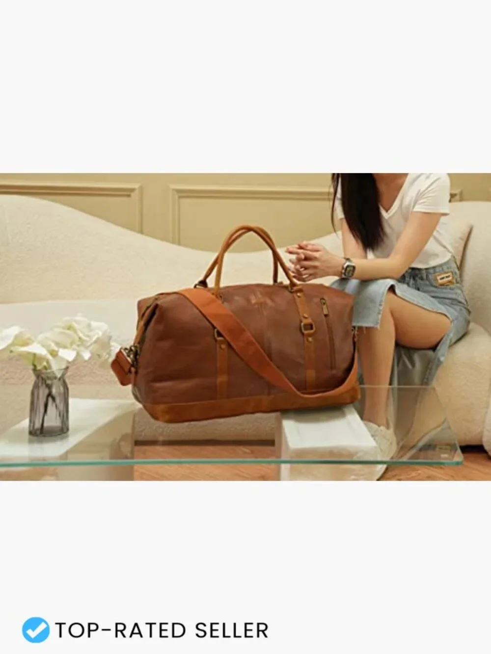 Vegan Leather Travel Duffel Tote Weekender Bag Overnight Carry On Gym Sport